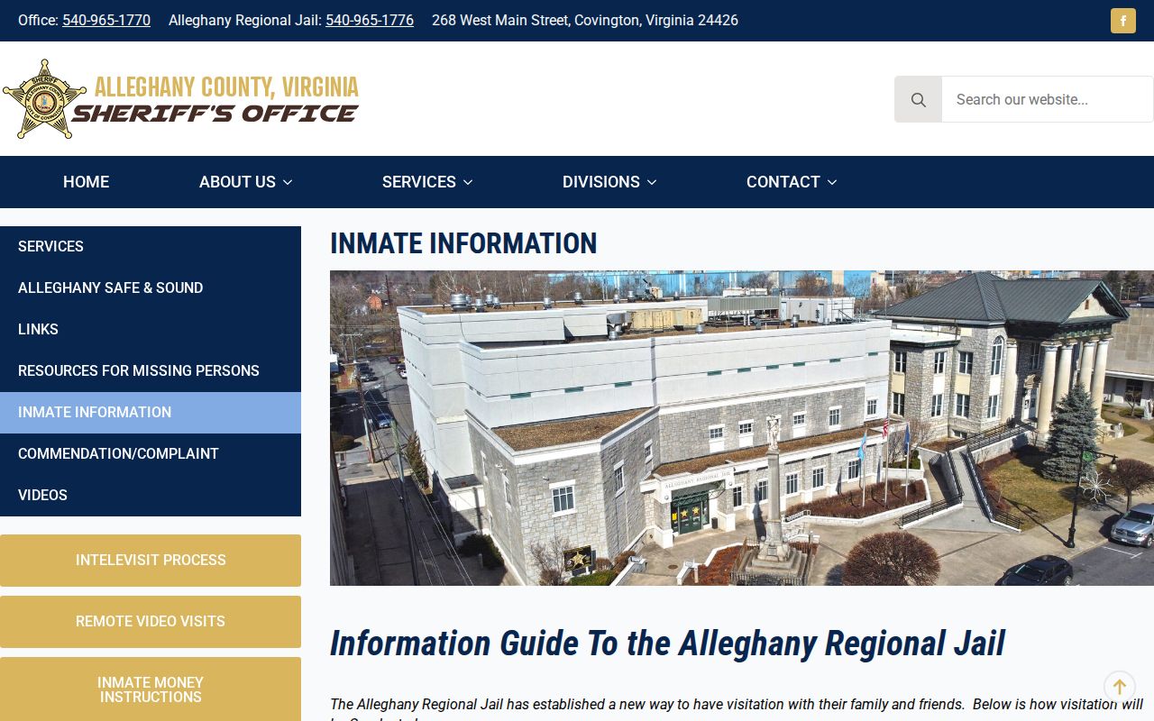 Alleghany County 72 hour release information source without a public list