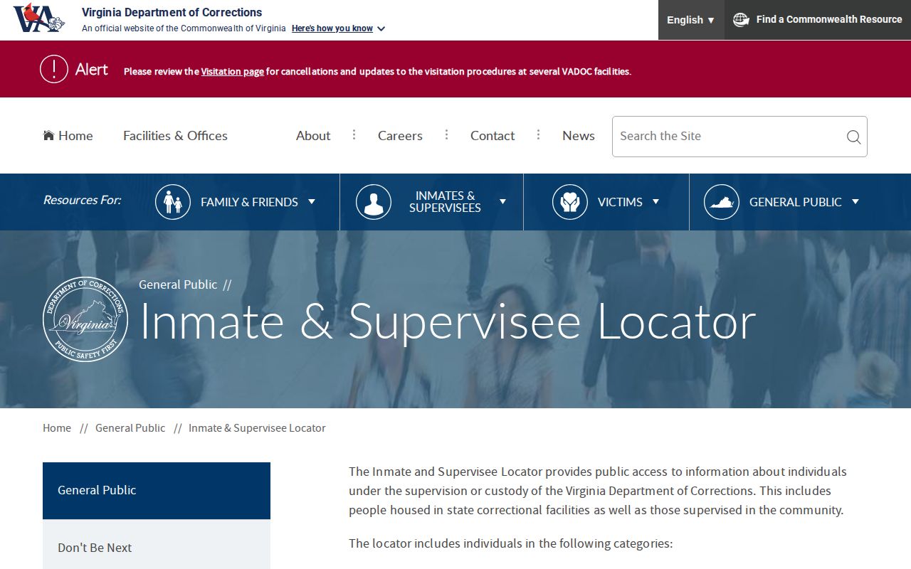 VADOC Alleghany County released inmate search